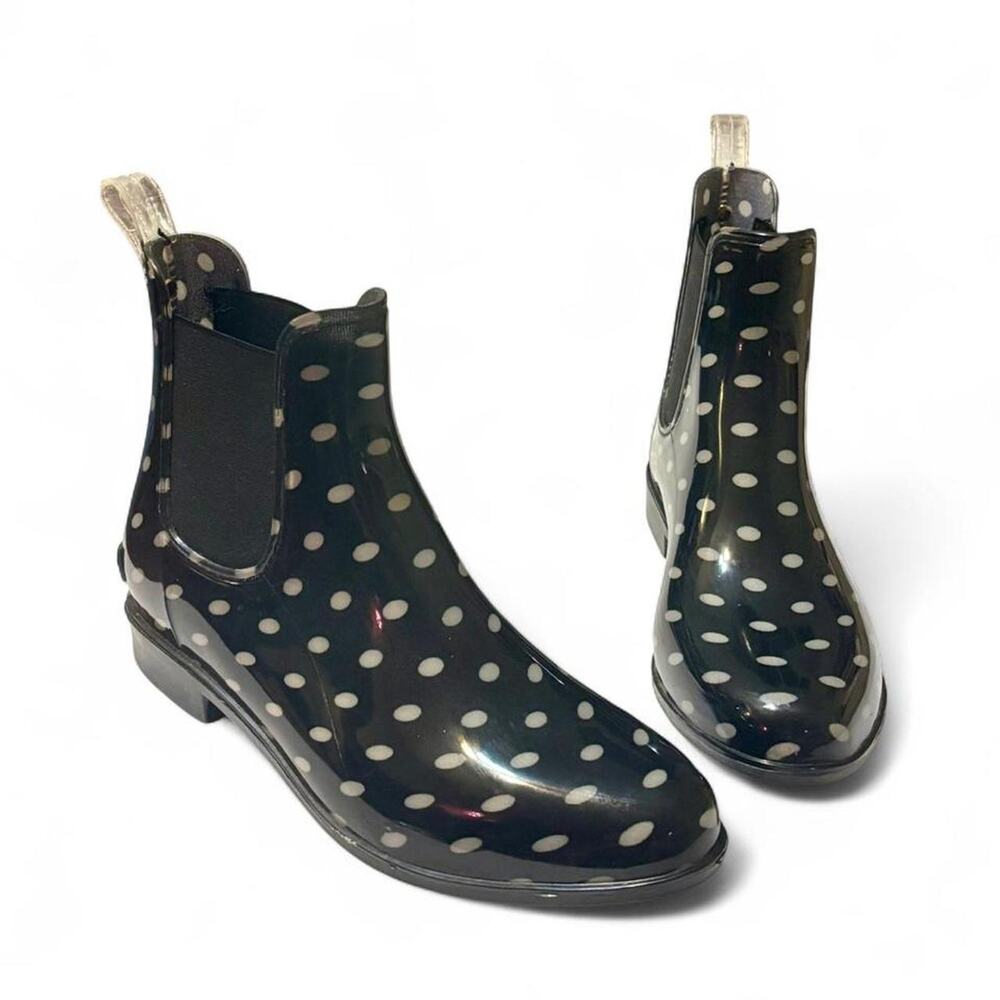 Black & White Polka Dot Rain Boots